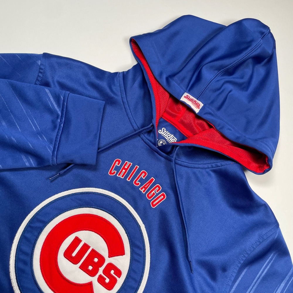 Stitches Chicago Cubs Mens Blue Performance Hoodie Embroidered Logo Size Medium